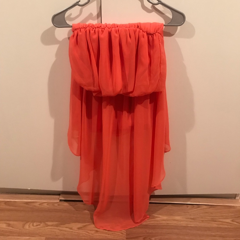 High Low Pink Strapless Dress